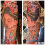 Japanische Frau in traditioneller Kleidung als Tattoo Motiv