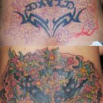 Cover-Up Tattoo mit Blumenmotiv