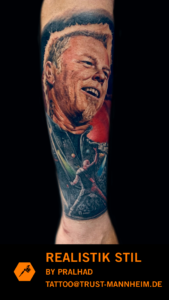 James Hetfield Sänger Metallica Realistik Tattoo von Pralhad